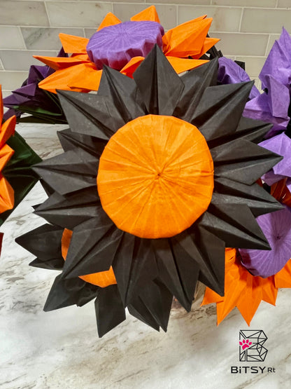 Handmade Origami Flower Bouquet - Halloween Sunflowers