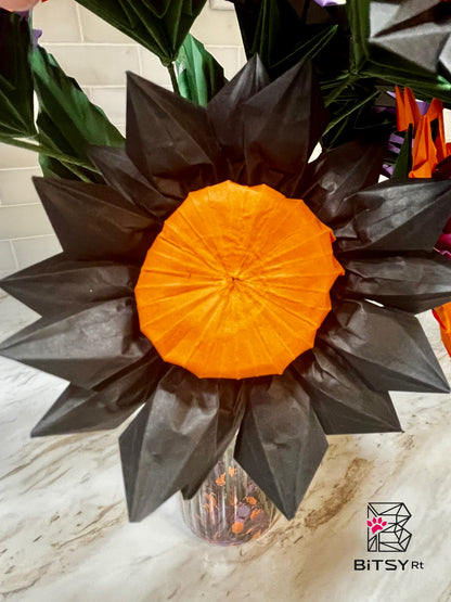 Handmade Origami Flower Bouquet - Halloween Sunflowers