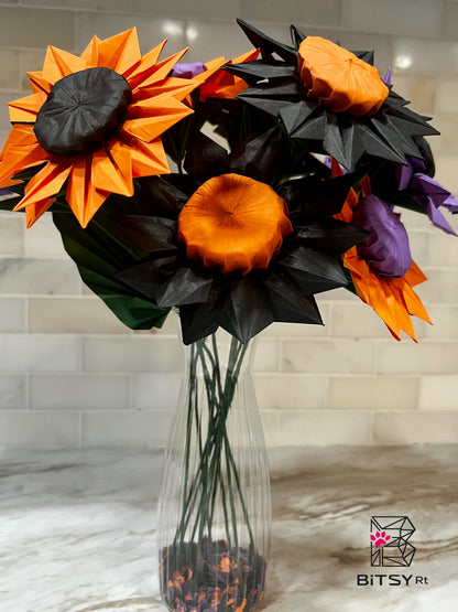 Handmade Origami Flower Bouquet - Halloween Sunflowers