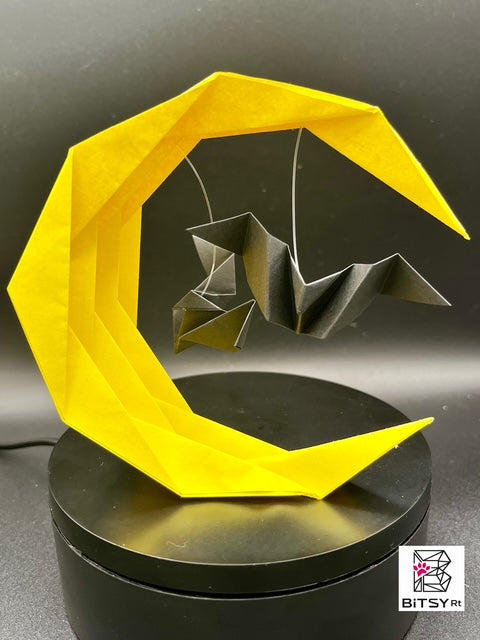 Handmade Origami Bats with Moon