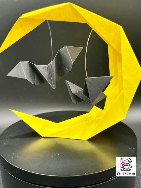 Handmade Origami Bats with Moon