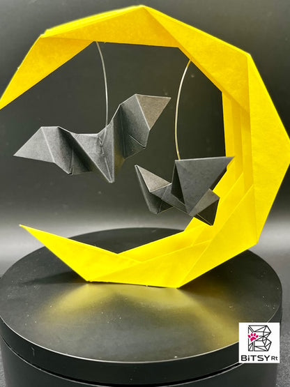 Handmade Origami Bats with Moon