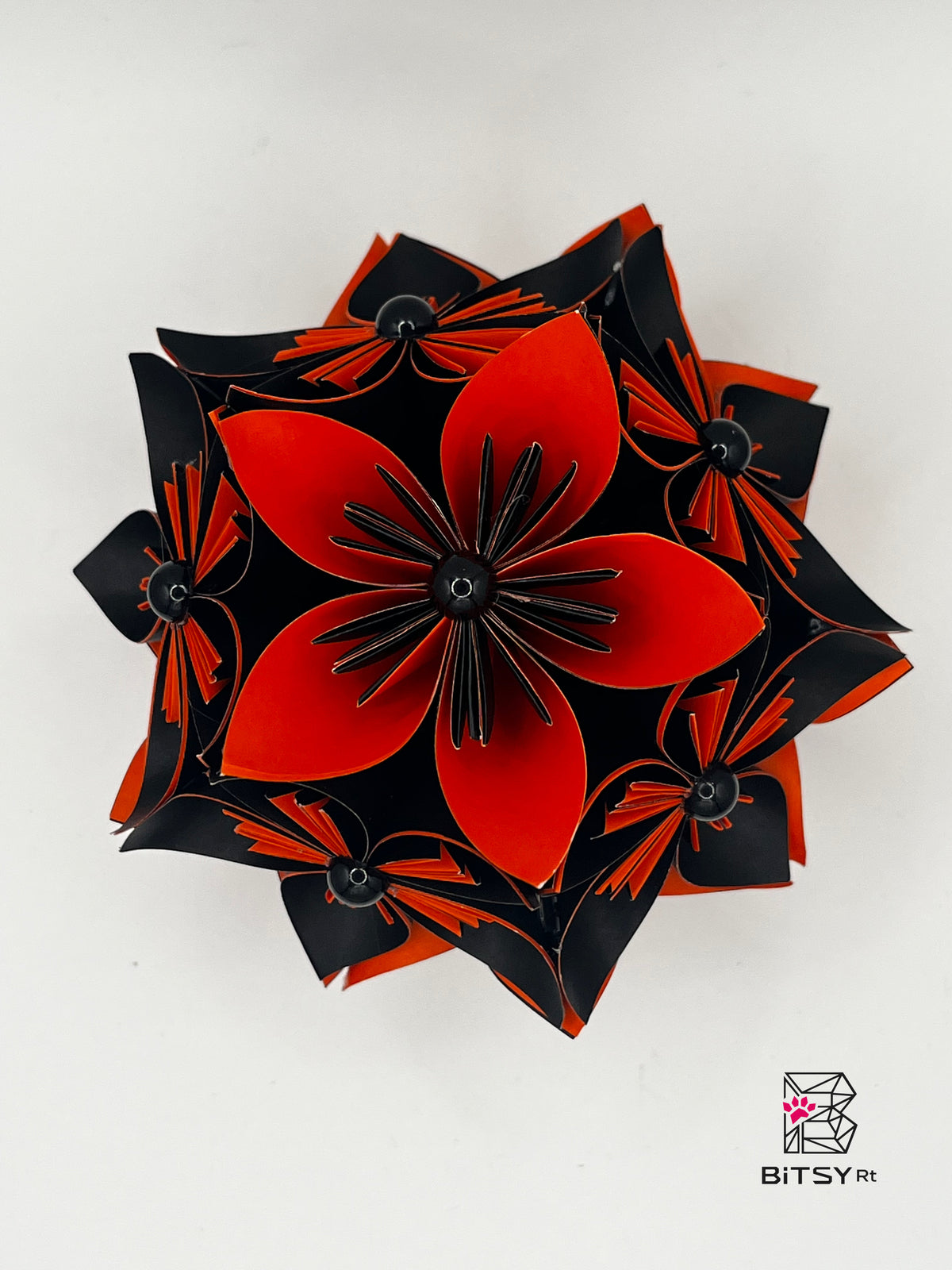 Mini Kusudama Origami Sphere - 4 inch Halloween Flower